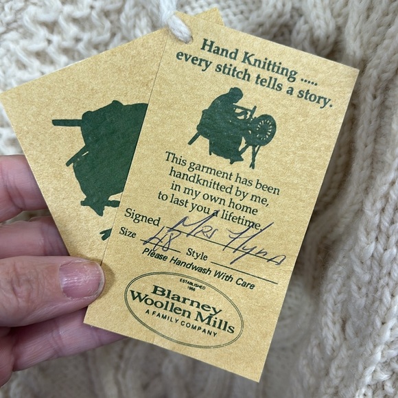 Blarney Woolen Mills Ireland Wool Cable Knit Sweater Cardigan Size 48 NWT. - Picture 8 of 15